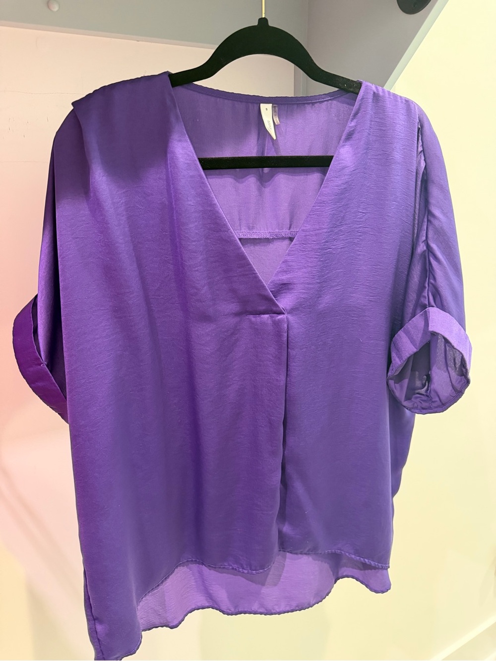 glam Purple V-Neck Dolman Sleeve Blouse